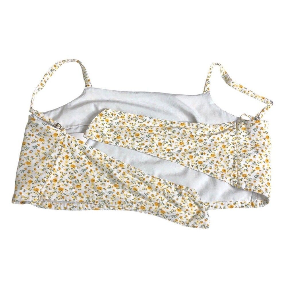 Hollister Top Womens M Ditsy Floral Tie Back Bandeau Crop Tank Top Y2K Cottage - Picture 11 of 14